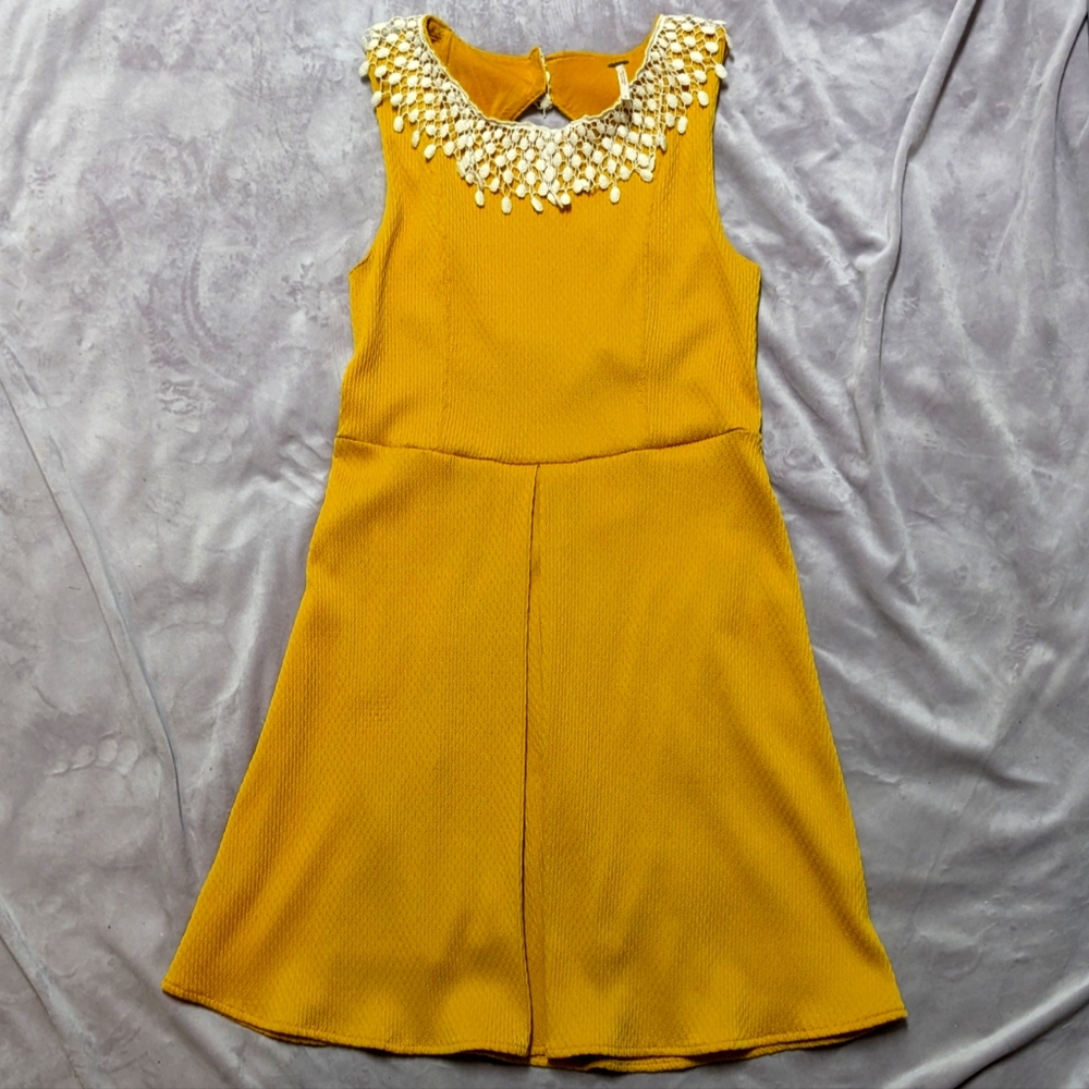 Free People Buttercream Waffle Knit Dress in Mustard - Size M - MAKE OFFER!